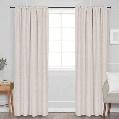 Latitude Run® Max Blackout Curtains Rod Pocket Linen Textured 100